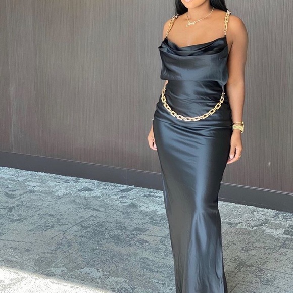 House of CB Dresses & Skirts - Bottega dress bflyla chain satin dress!